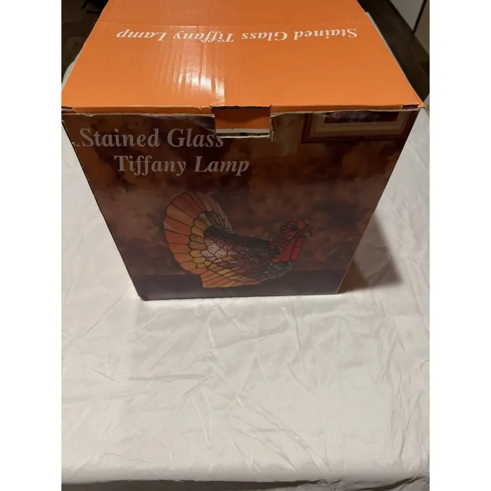 Cracker Barrel Stained Glass Turkey Lamp Tiffany Style 12” Fall Thanksgiving